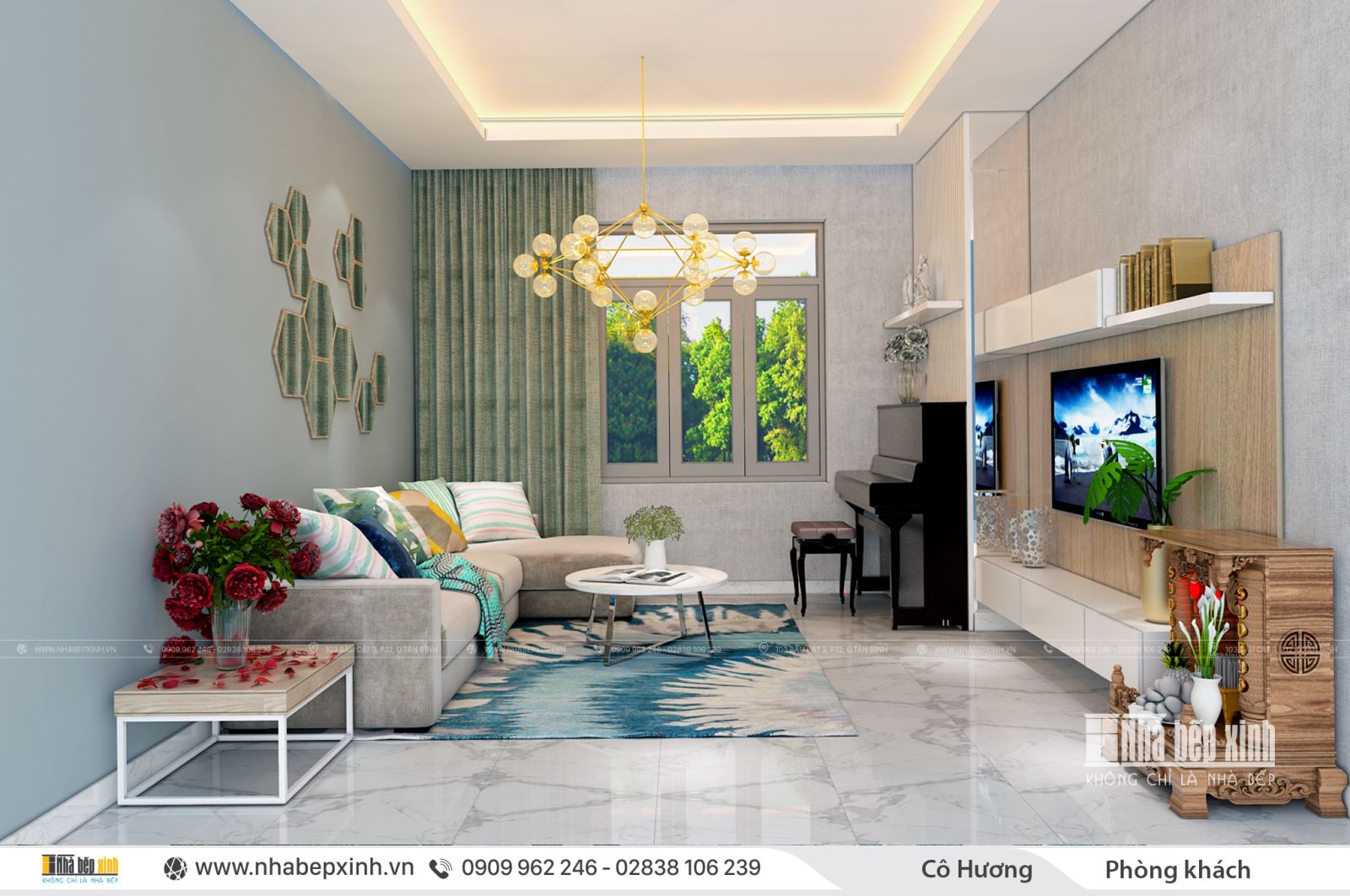 Mẫu nội thất phòng khách hiện đại 